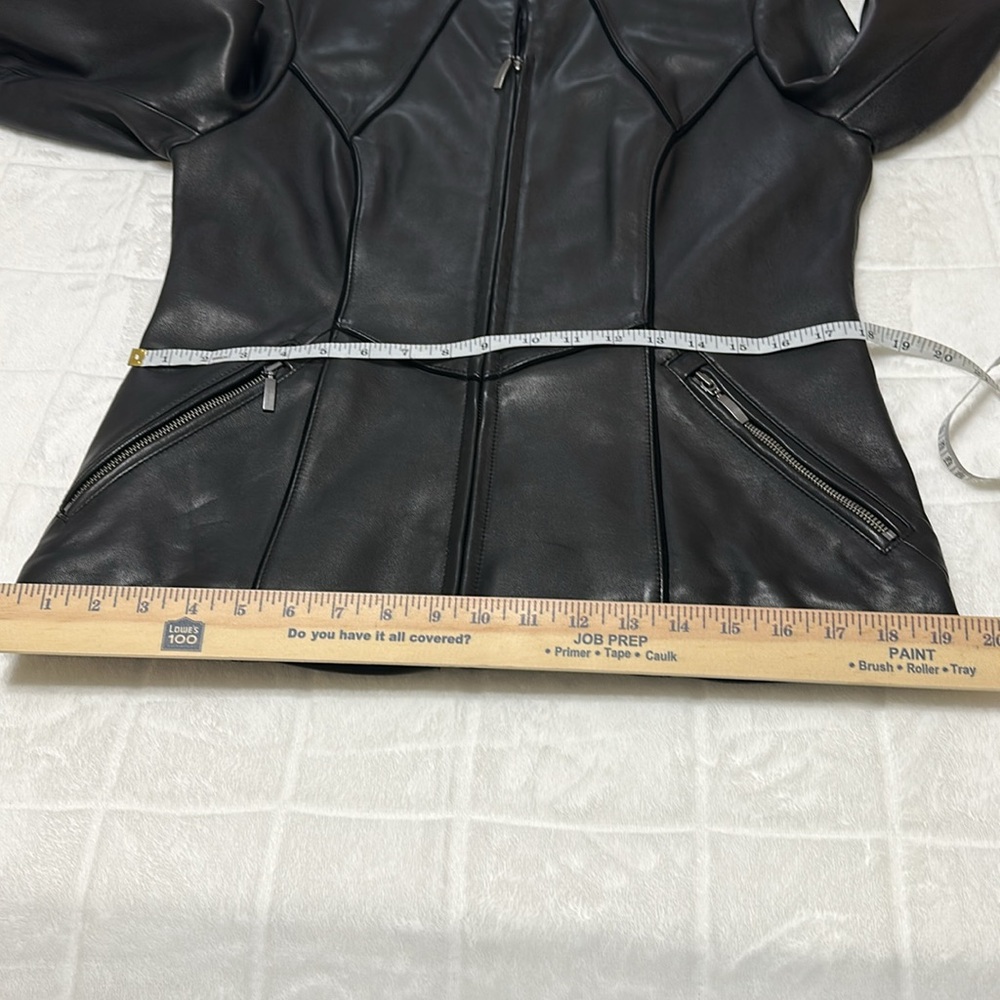 Preston & York Elegant Black Leather Coat, Women’s Size Medium - Picture 10 of 12